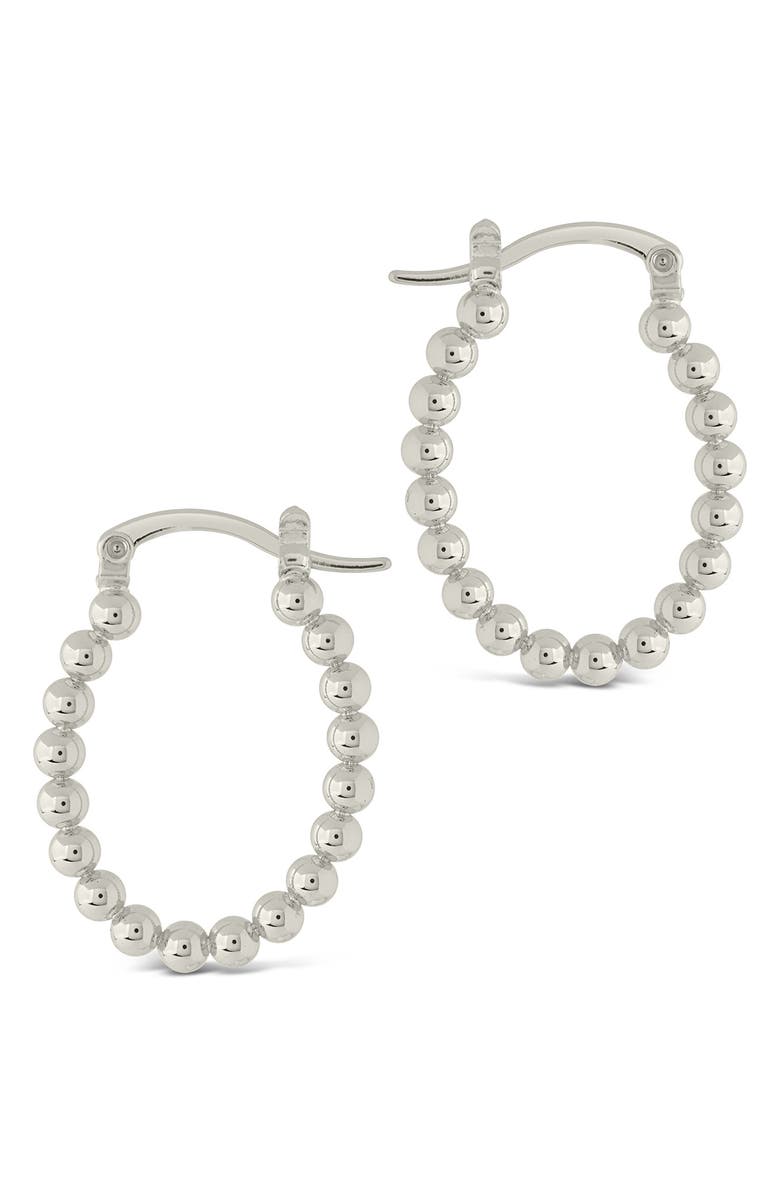 Sterling Forever Bubble Textured Oval Hoop Earrings, Alternate, color, Silver
