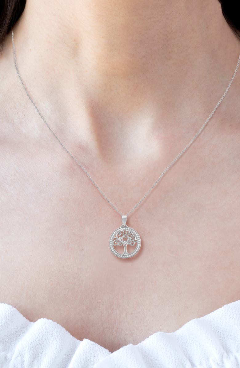 Queen Jewels Sterling Silver Tree of Life CZ Pendant Necklace, Alternate, color, Silver