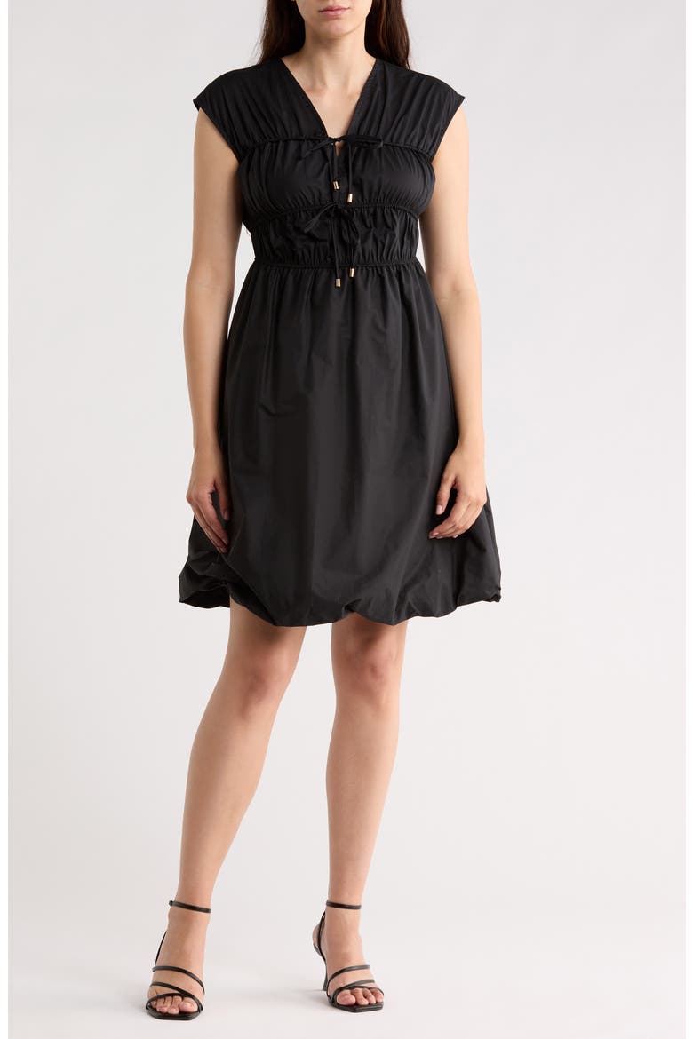 Poplin Cotton Bubble Dress, Main, color, BLACK