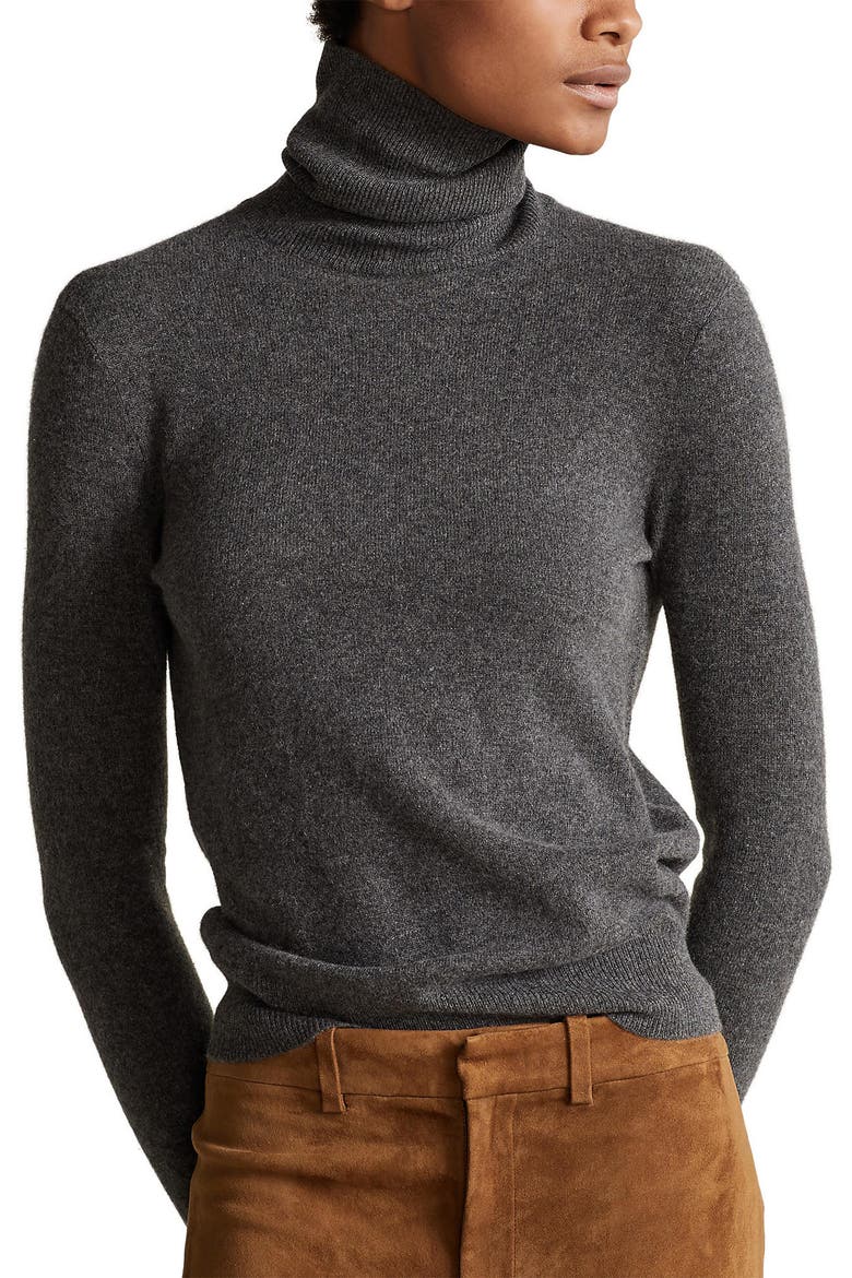 Turtleneck Cashmere Sweater, Main, color, STADIUM GREY HEATHER