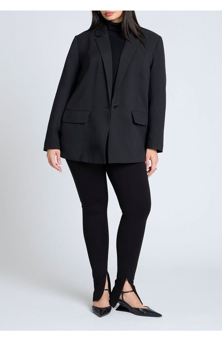 ELOQUII The Fluid Crepe Longline Blazer, Alternate, color, Black Onyx