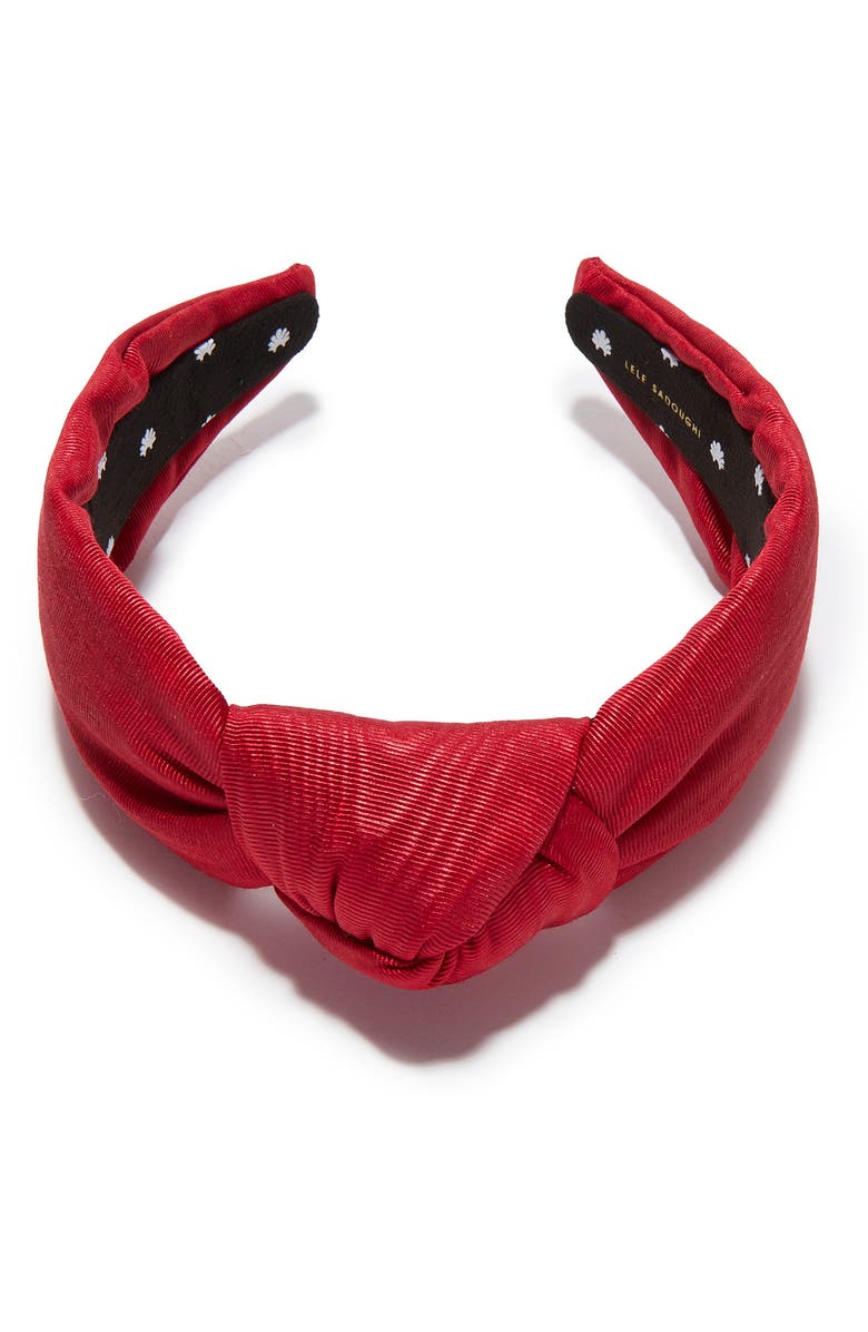 Lele Sadoughi Knotted Moire Headband, Alternate, color, Jolly Red