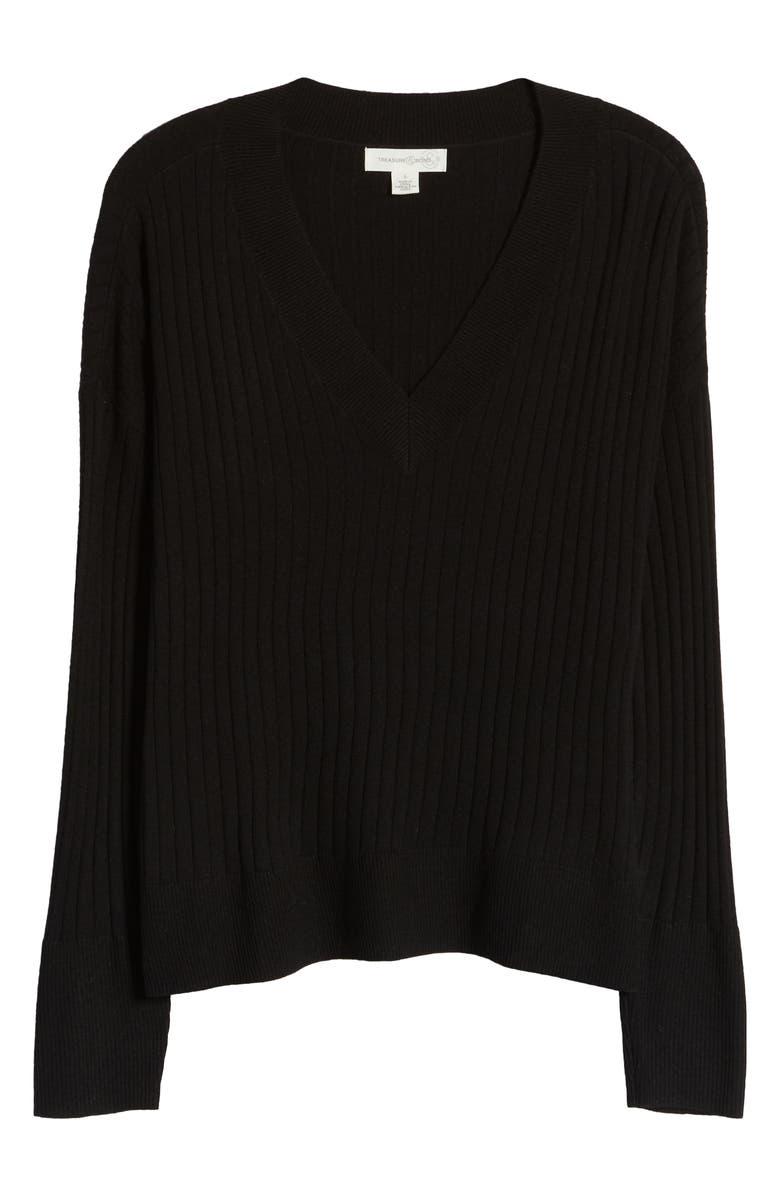 Treasure & Bond Ribbed V-Neck Sweater, Alternate, color, 