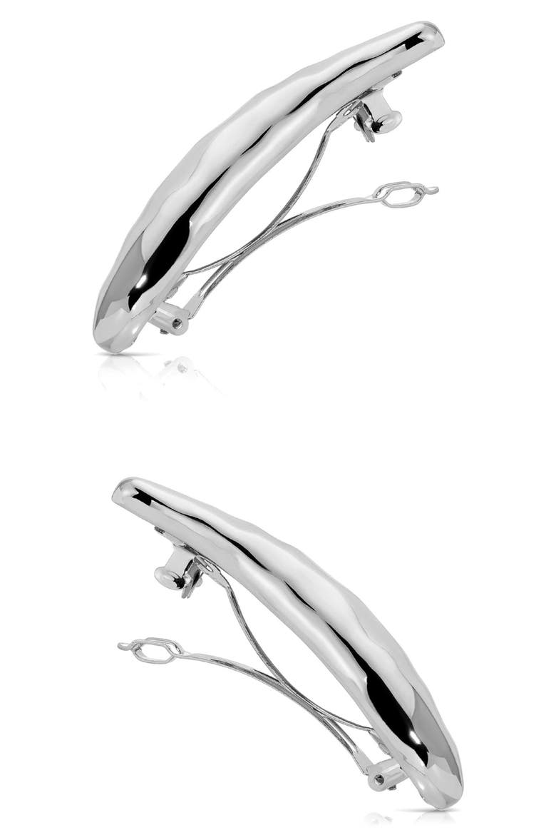 Sophisticated Metal 2-Pack Barrettes, Alternate, color, SILVER