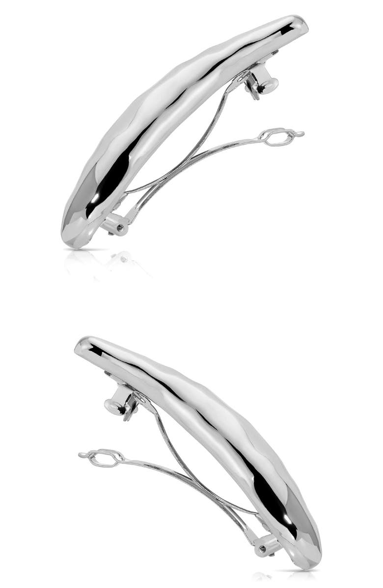 Ettika Sophisticated Metal 2-Pack Barrettes, Alternate, color, Silver