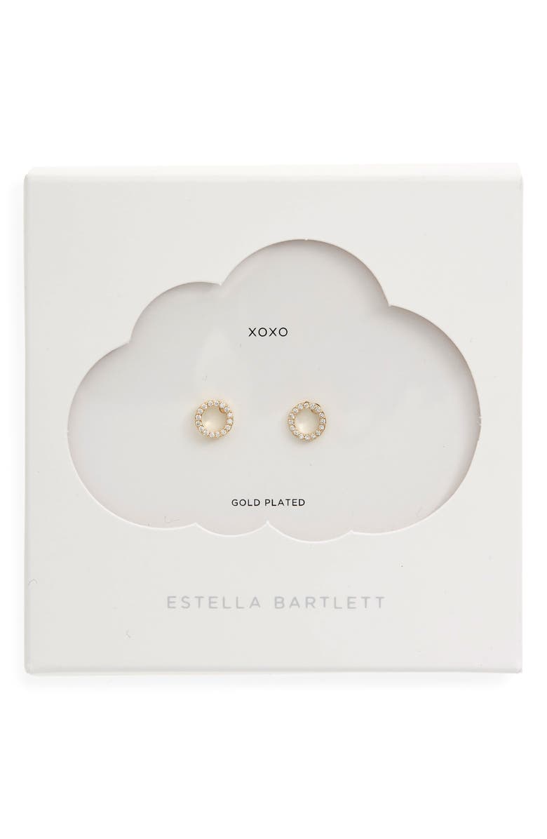 Estella Bartlett Pavé Crescent Moon Stud Earrings, Alternate, color, 