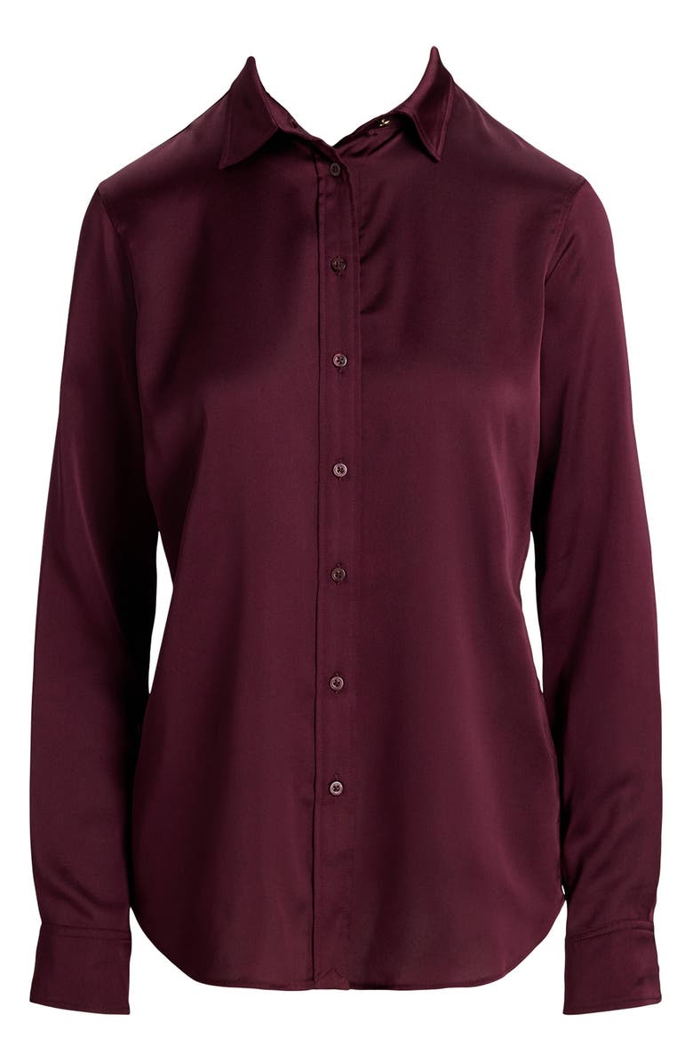 Lauren Ralph Lauren Classic Fit Satin Charmeuse Shirt, Alternate, color, Pinot Noir