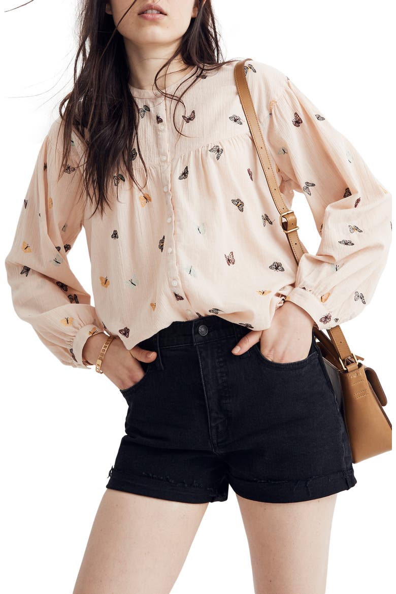 Butterfly Breeze Balloon Sleeve Peasant Top, Main, color, FLUTTERBY PALE PARCHMENT