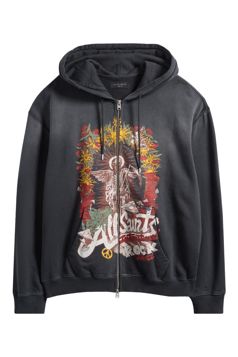 Roque International Rock Festival Cotton Zip Hoodie, Alternate, color, WASHED BLACK