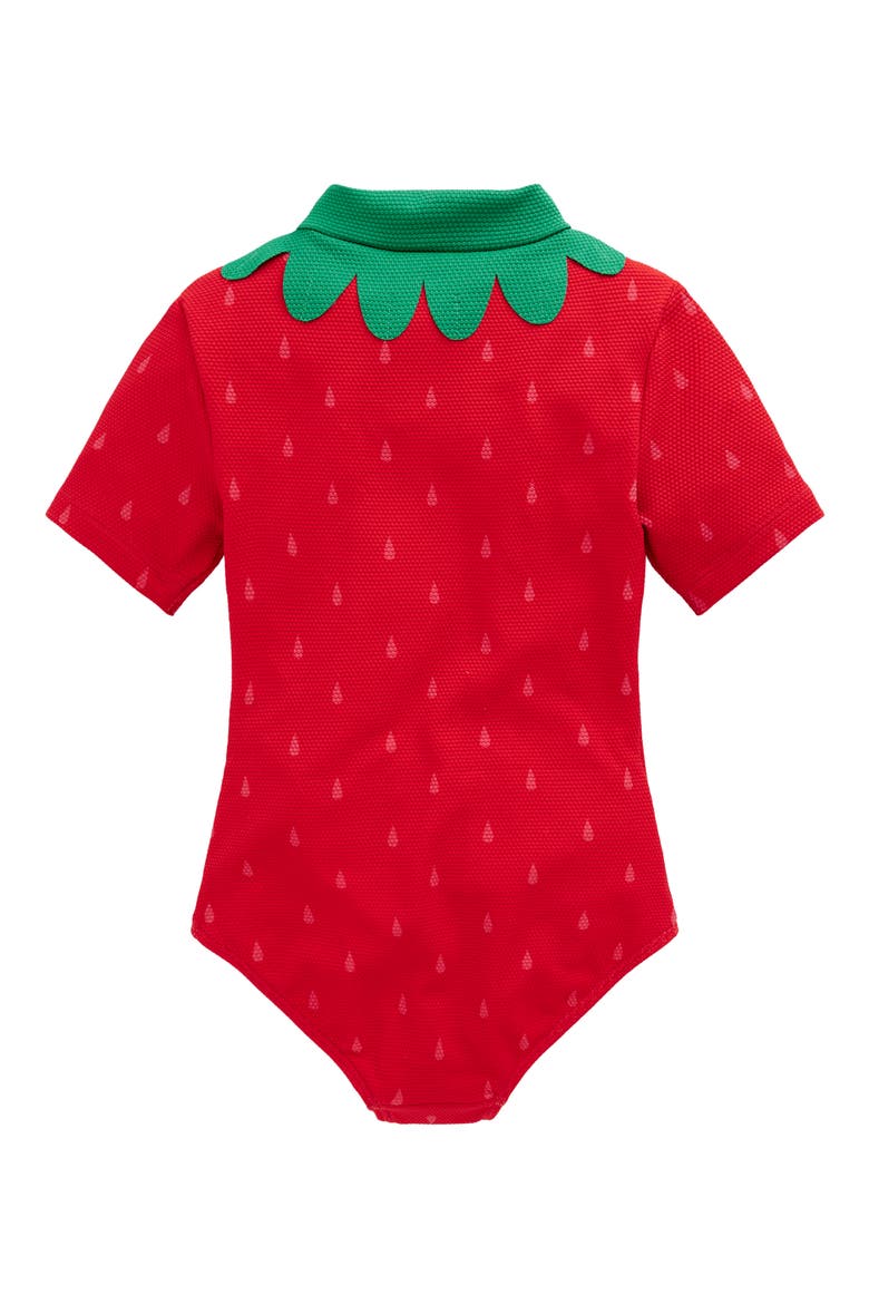 Kids' Short Sleeve One-Piece Rashguard Swimsuit, Alternate, color, POPPY RED STRAWBERRY
