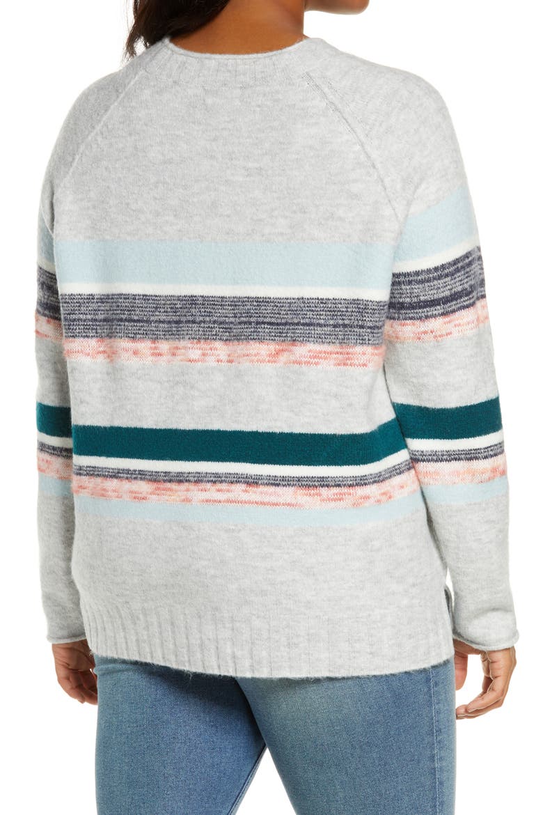 Cozy Mix Stripe Crewneck Sweater, Alternate, color, GREY ROCKING STRIPE