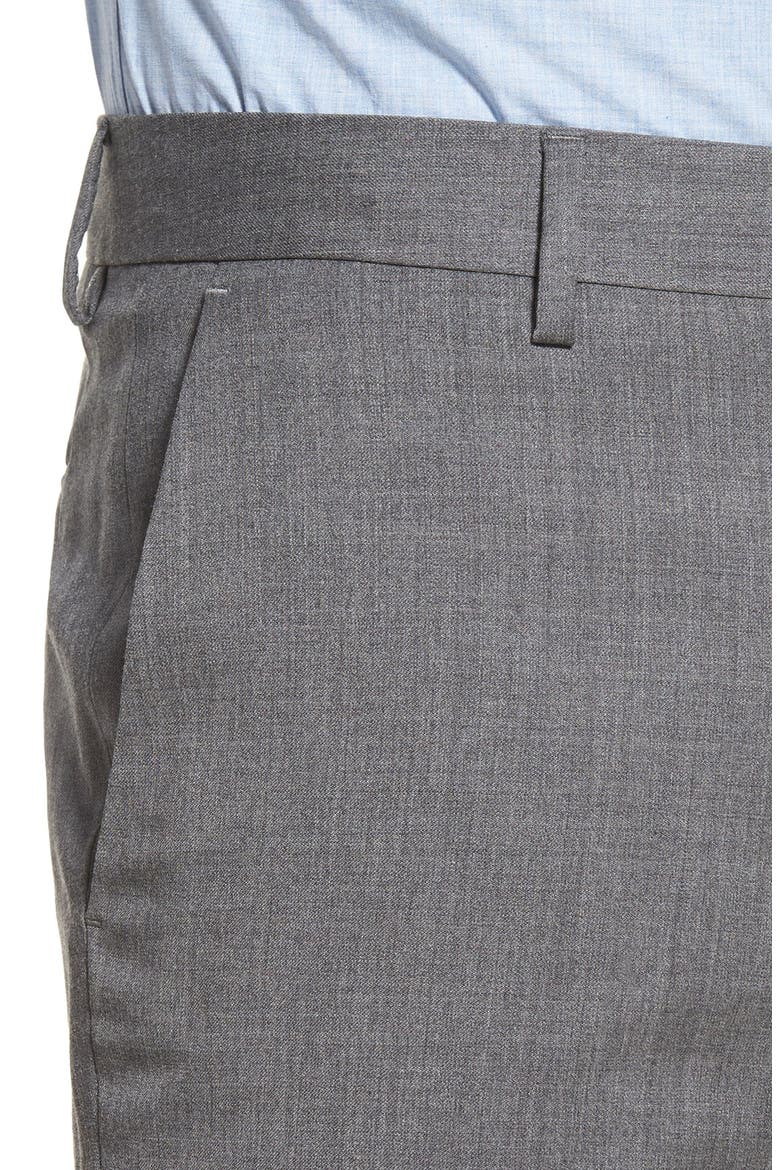 Jetsetter Slim Fit Flat Front Stretch Wool Dress Pants, Alternate, color, GREY