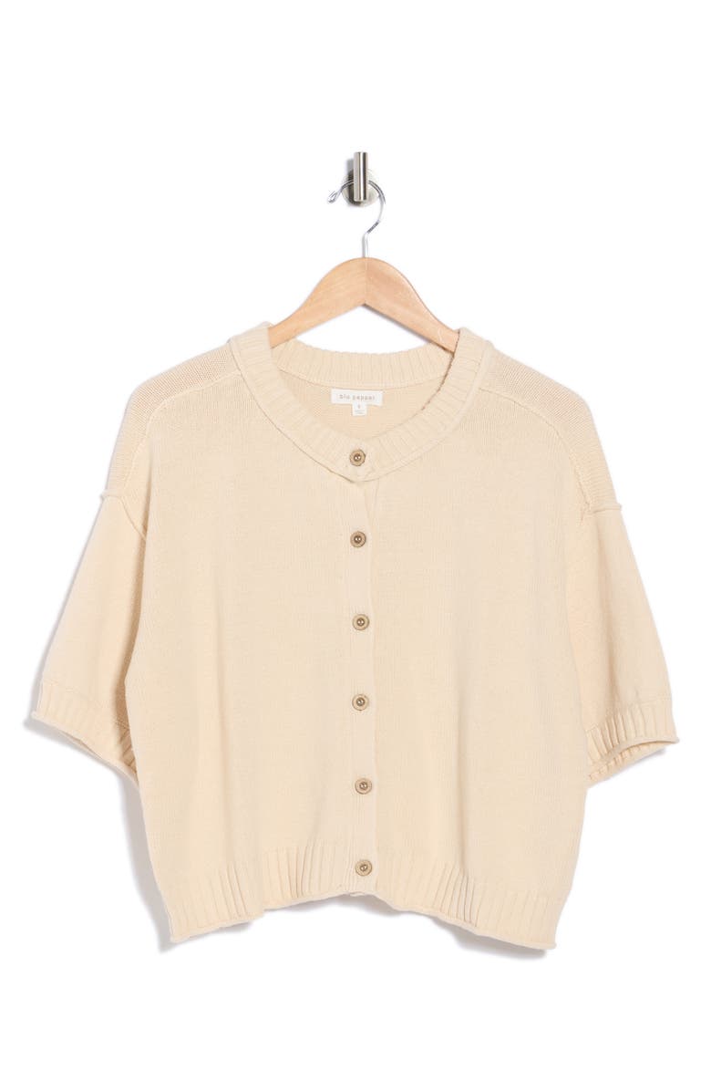 Blu Pepper Short Sleeve Button Front Cardigan, Alternate, color, Natural