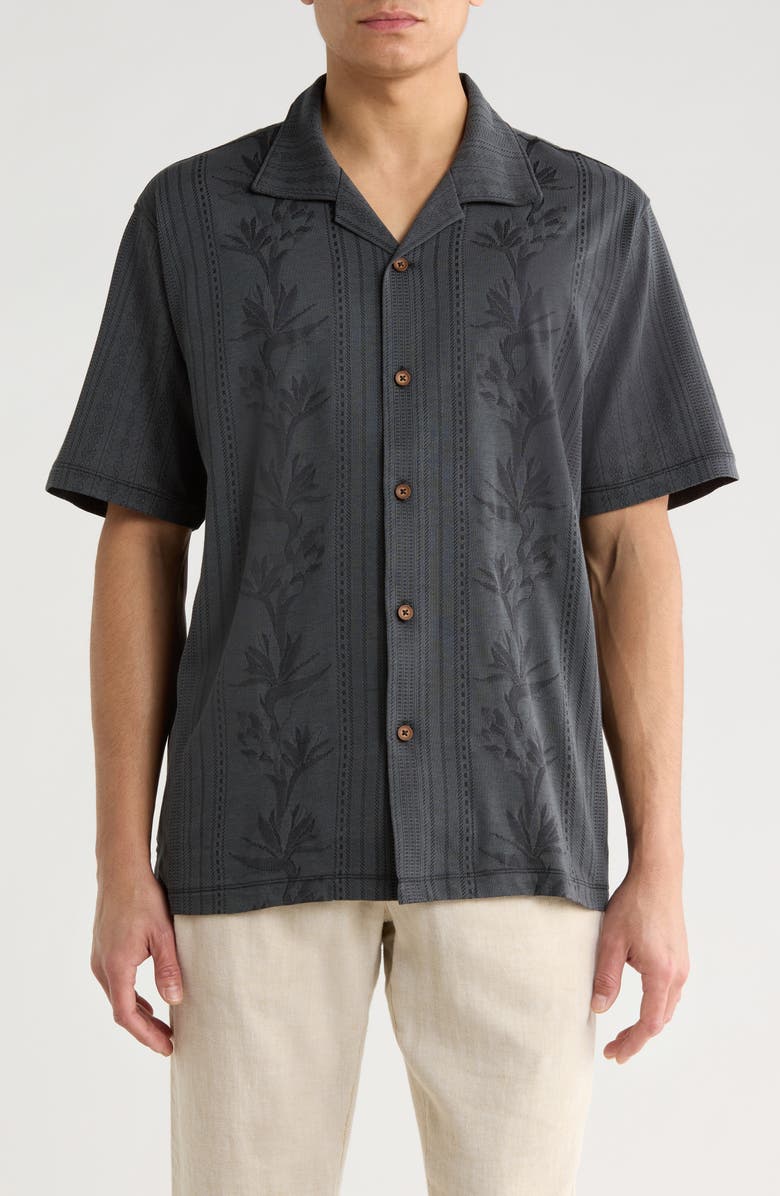 Tommy Bahama Palm Fresco Beach IslandZone<sup>®</sup> Button-Up Camp Shirt, Main, color, Coal