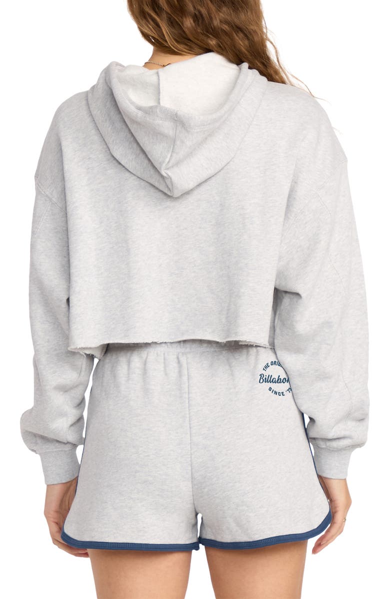 Billabong Triple Palms Crop Fleece Graphic Hoodie, Alternate, color, Heather Grey