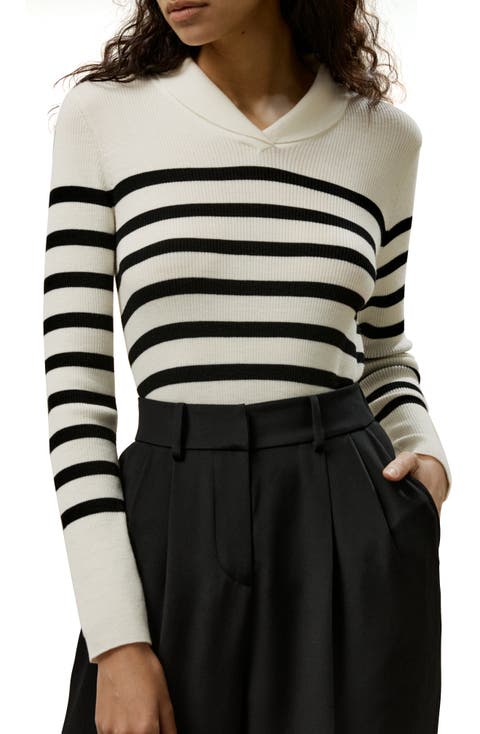 Women's Striped Ultra-fine Merino Wool Sweater