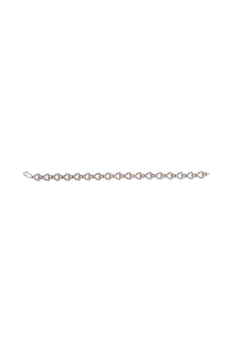 Haus of Brilliance 10K Rose Gold Plated Sterling Silver 1/4 Cttw Diamond Heart Link Bracelet, Alternate, color, Silver