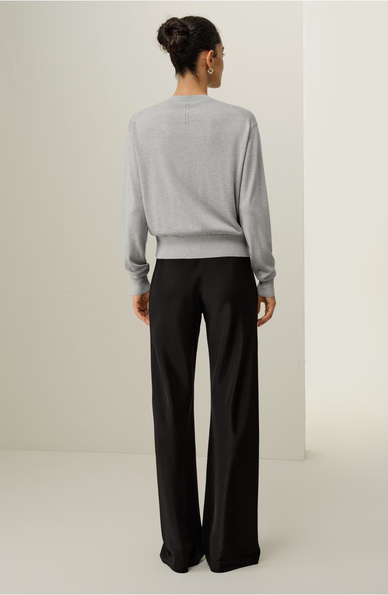 Lilysilk Round-Neck Silk Cashmere Cardigan, Alternate, color, Foggy