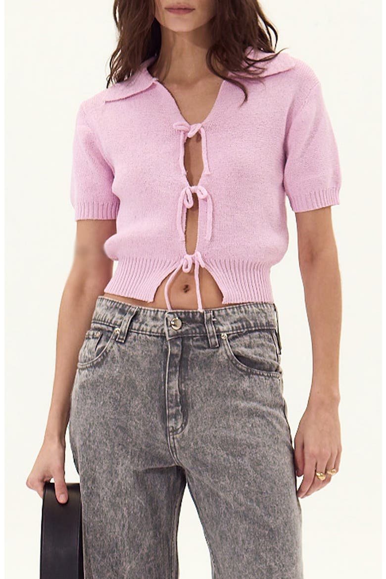 Paros Tie Front Sweater, Main, color, PINK