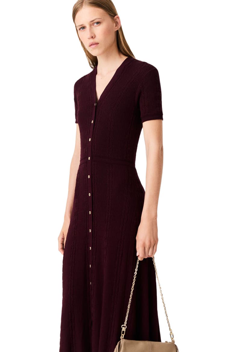 Knit maxi dress, Alternate, color, Burgundy