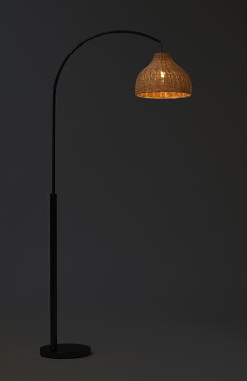 Brightech Lark 75' Boho Wicker Led Floor Lamp With Rattan Empire Shade In Classic Black