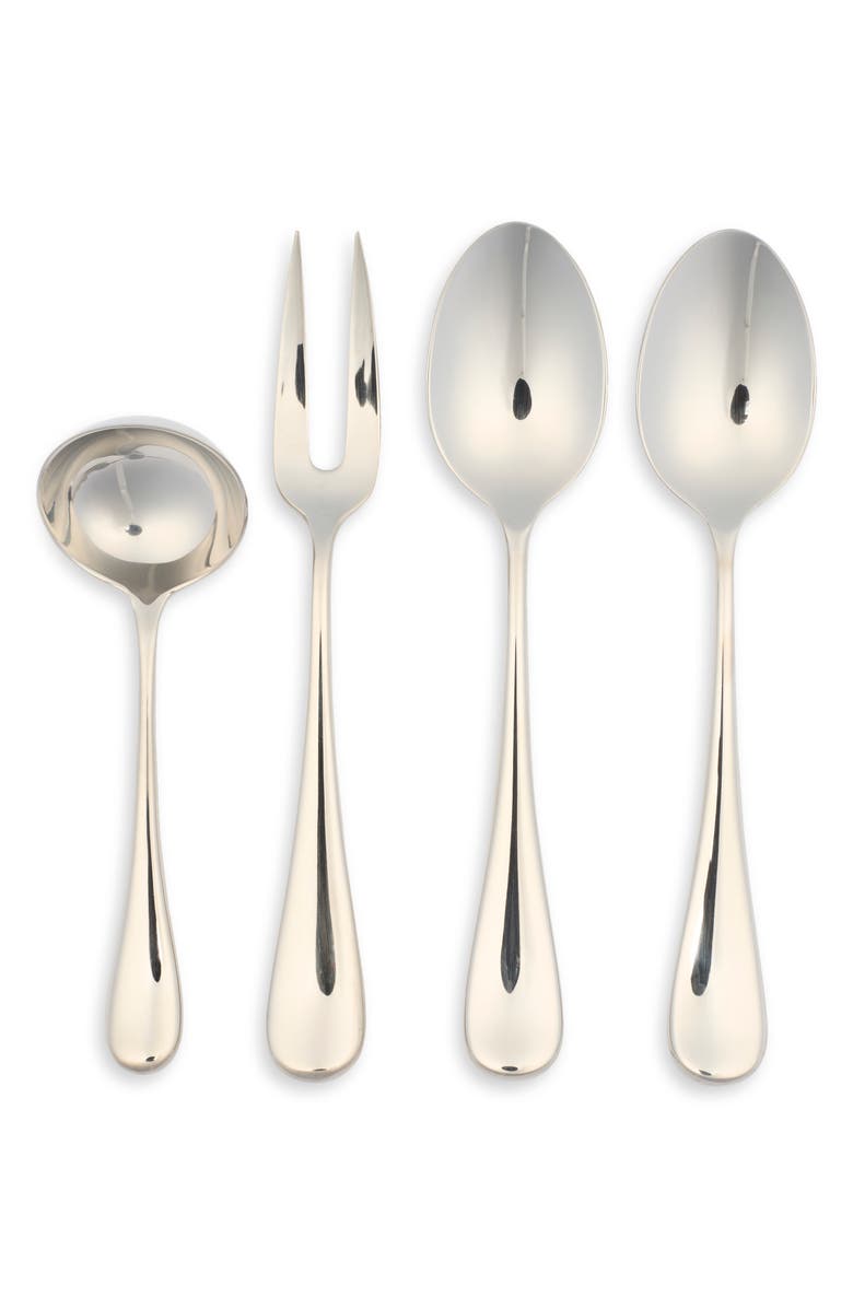 Ginkgo Firenze 4-Piece Hostess Serving Set, Main, color, Silver