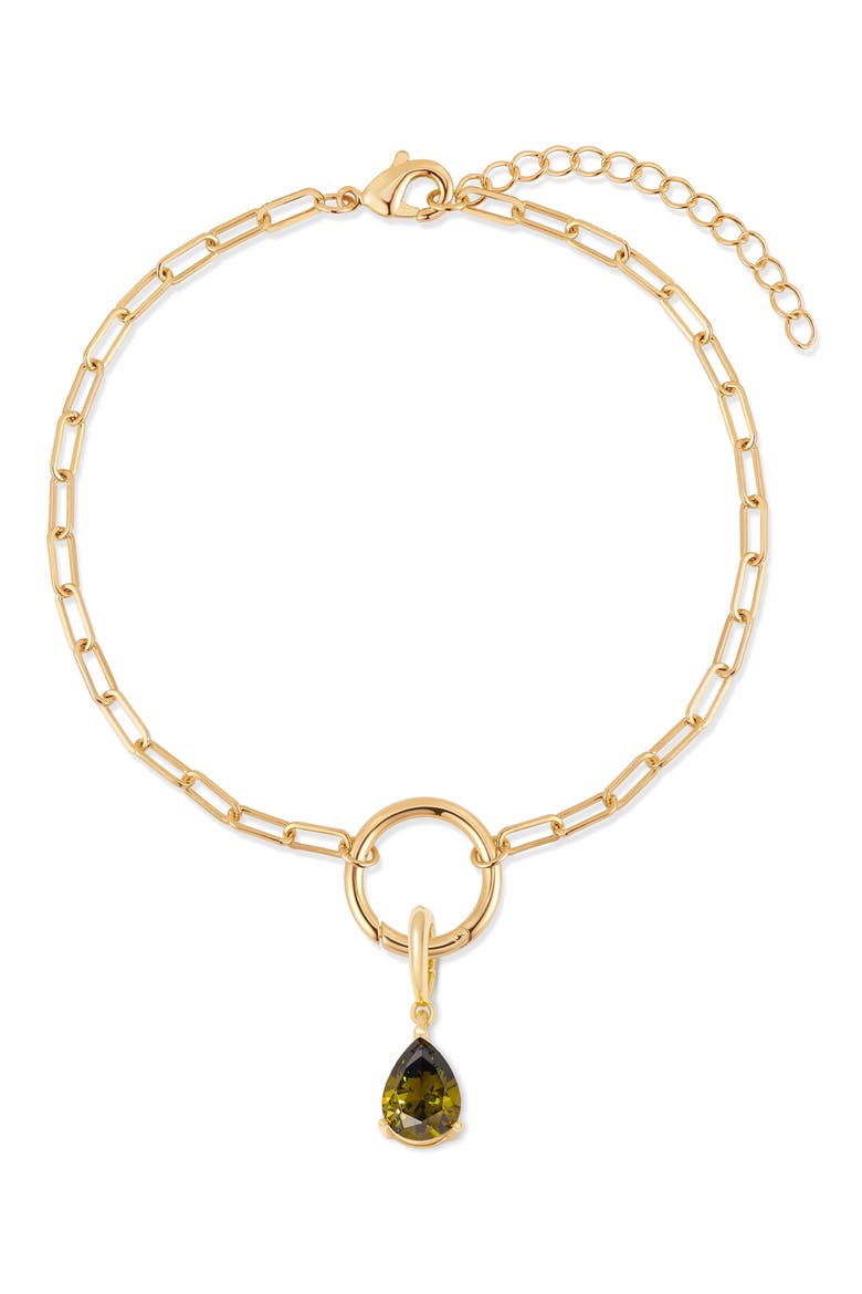 Colette Mini Teardrop Birthstone Bracelet, Main, color, GOLD/ AUGUST