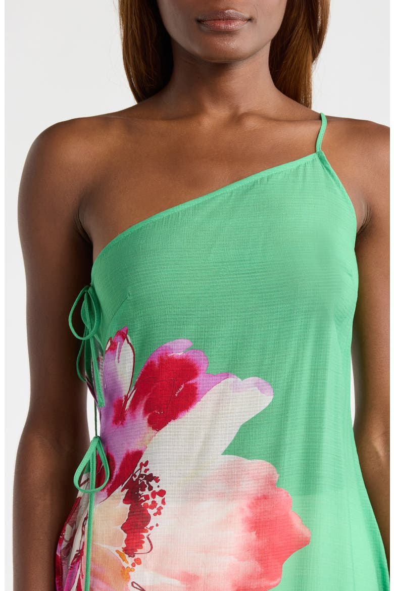 One-Shoulder Cover-Up Maxi Dress, Alternate, color, GREEN TRELLIS