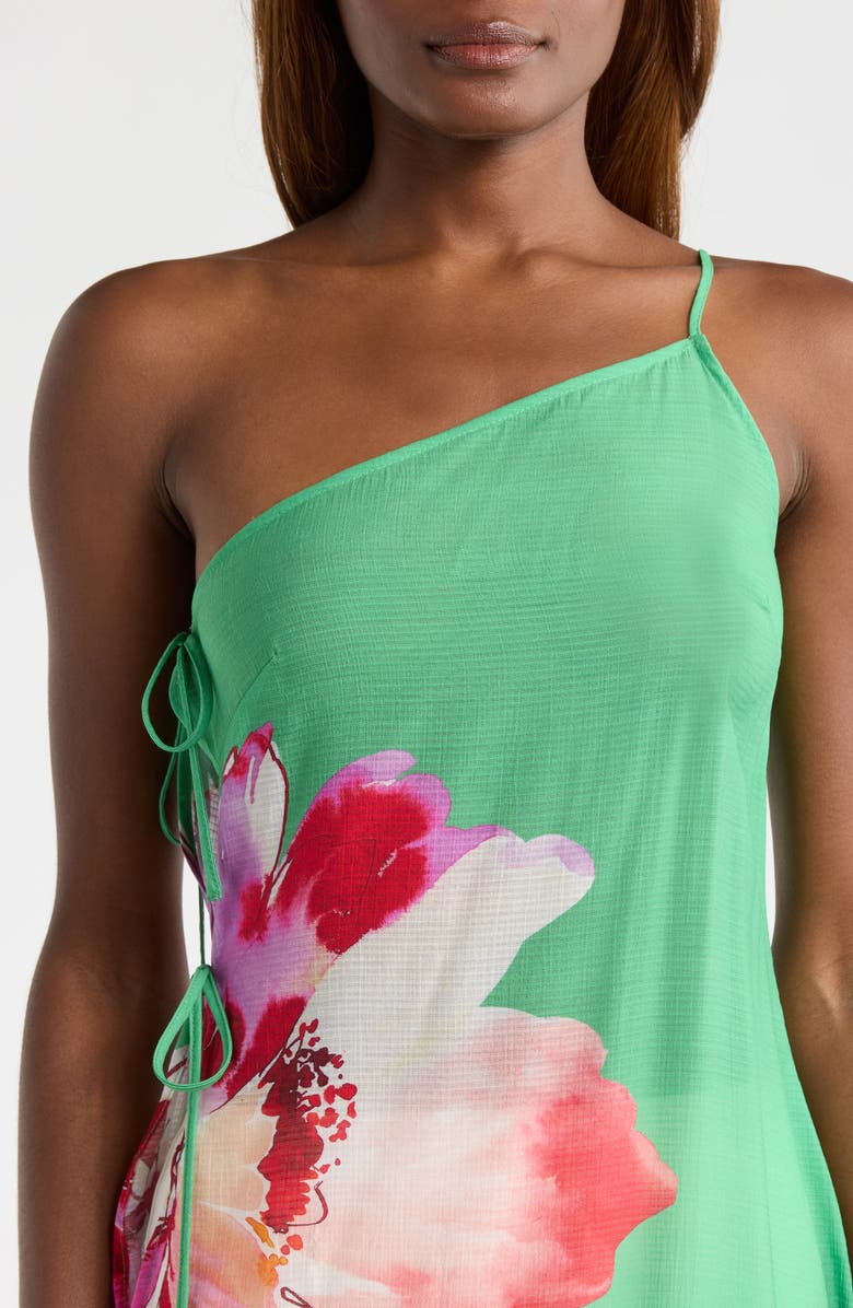 Hutch One-Shoulder Cover-Up Maxi Dress, Alternate, color, Green Trellis