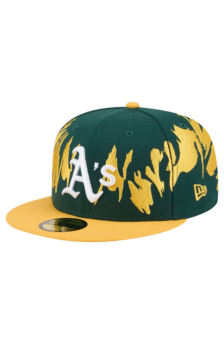New Era Men's New Era Green/Gold Athletics Retro Pattern 59FIFTY Fitted Hat, Alternate, color, Green