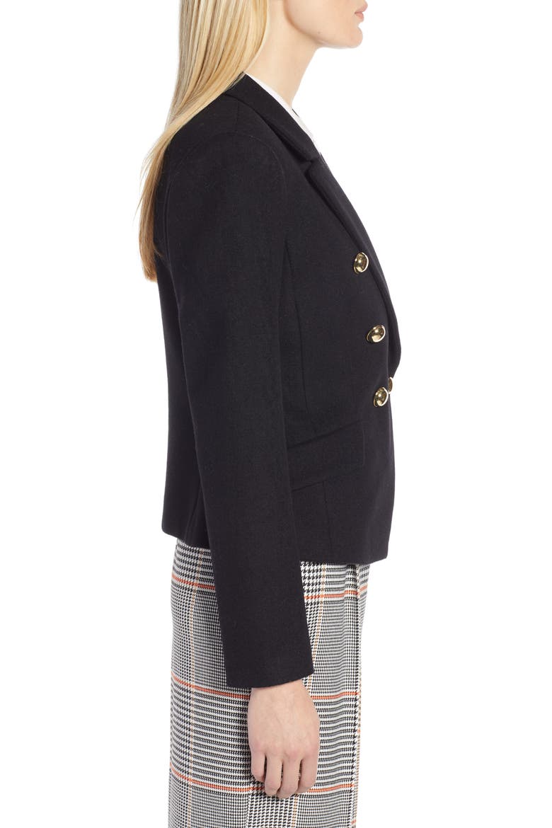 x Atlantic-Pacific Double Breasted Wool Blend Blazer, Alternate, color, BLACK