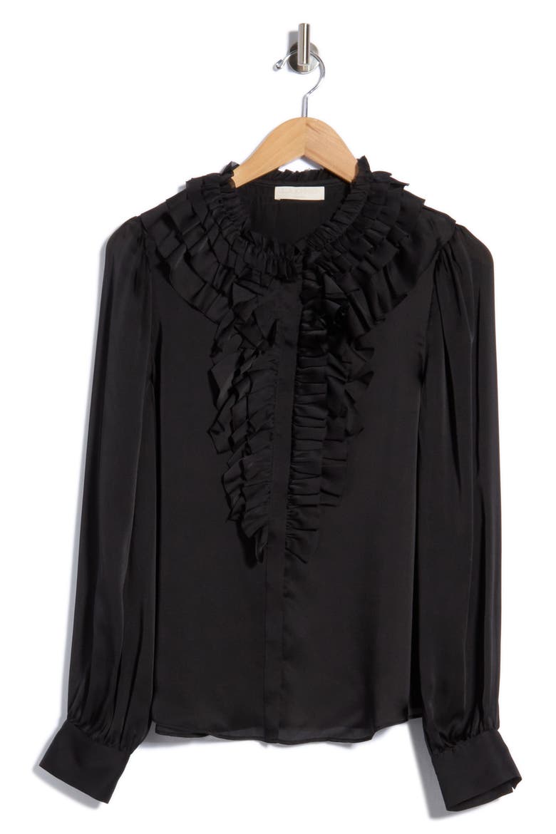 Rouen Ruffle Silk Blouse, Main, color, NOIR
