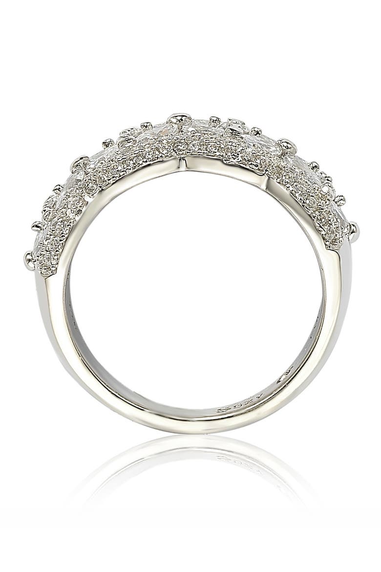 Sterling Silver Round-Cut & Marquise-Cut Cubic Zirconia Flower Ring, Alternate, color, WHITE