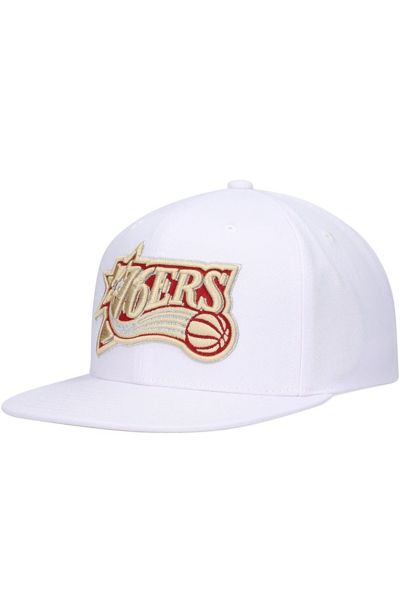 Mitchell & Ness Men's Mitchell & Ness  White Philadelphia 76ers Hardwood Classics SOUL Snapback Hat, Alternate, color, 