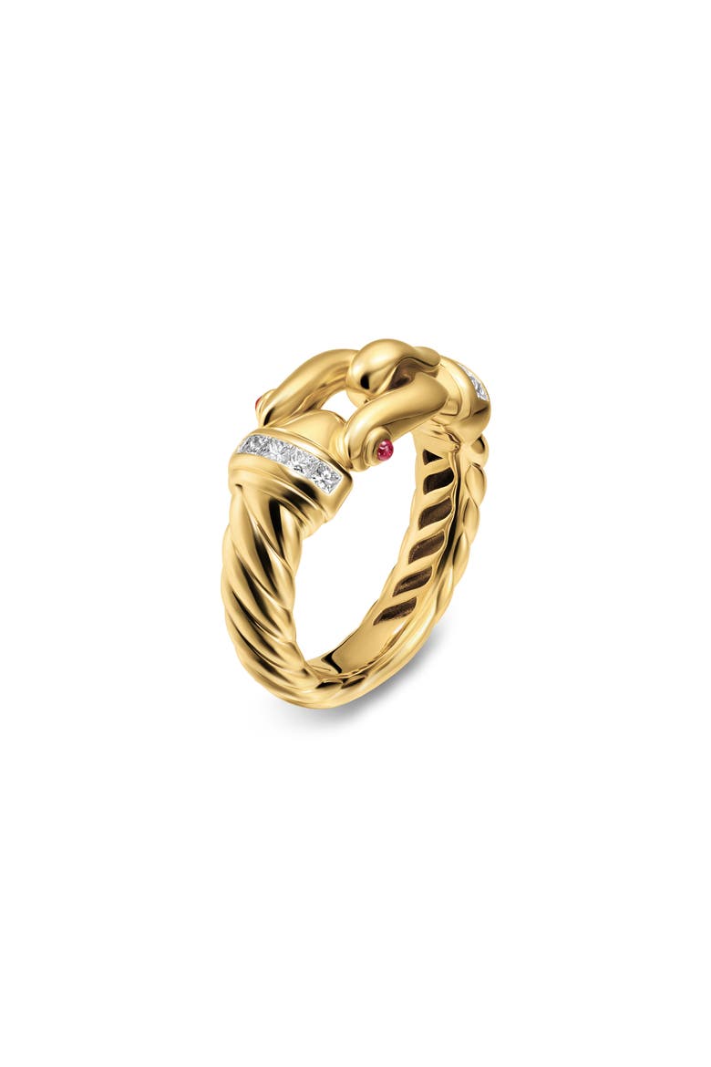 Mercer 18k Gold Ruby & Diamond Buckle Ring, Alternate, color, GOLD