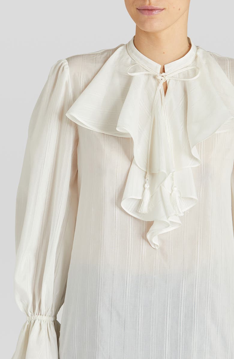 Etro Nashville Ruffle Neck Cotton & Silk Blouse, Alternate, color, 