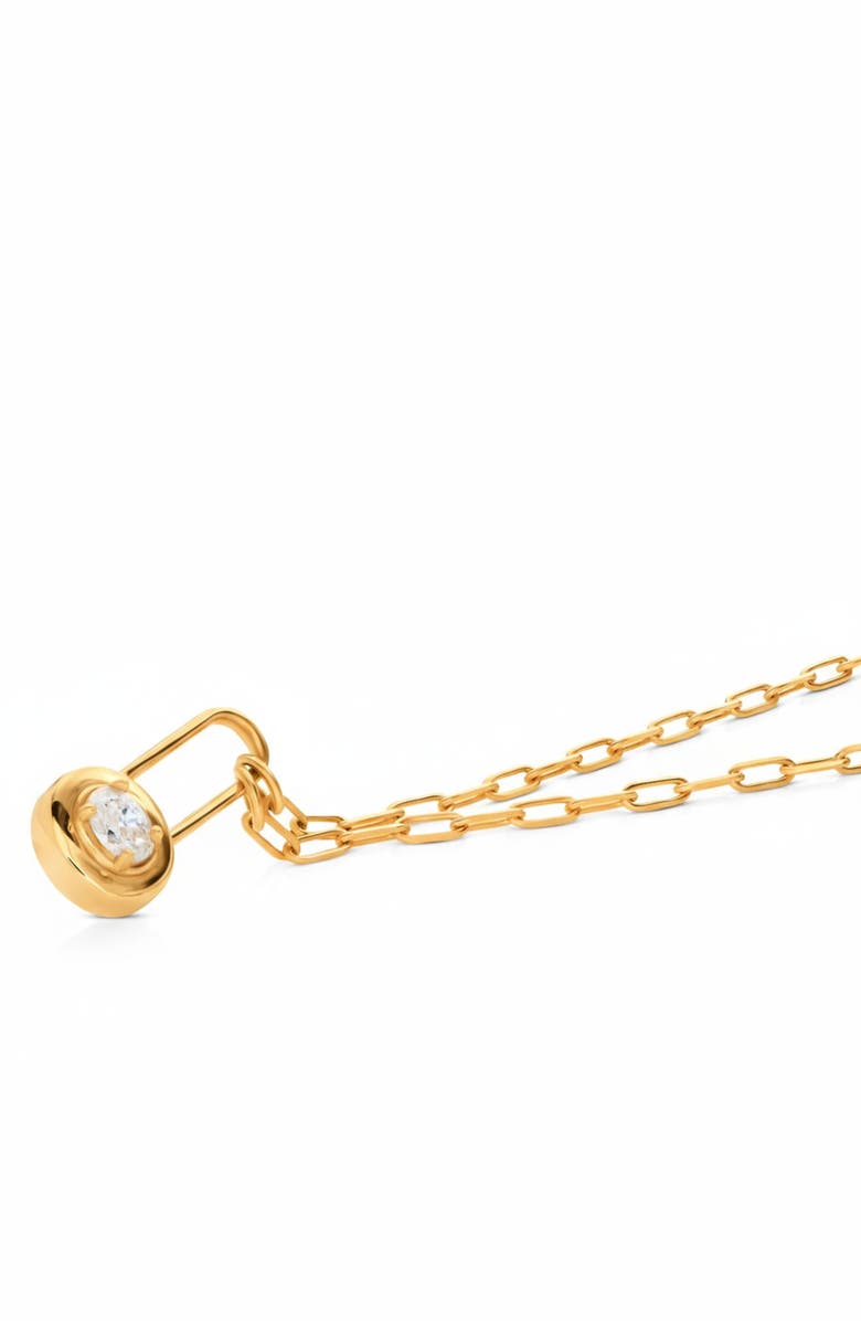 Oak & Luna Lock & Luna Charm with Oval Cut Moissanite in Gold, Alternate, color, Gold Vermeil