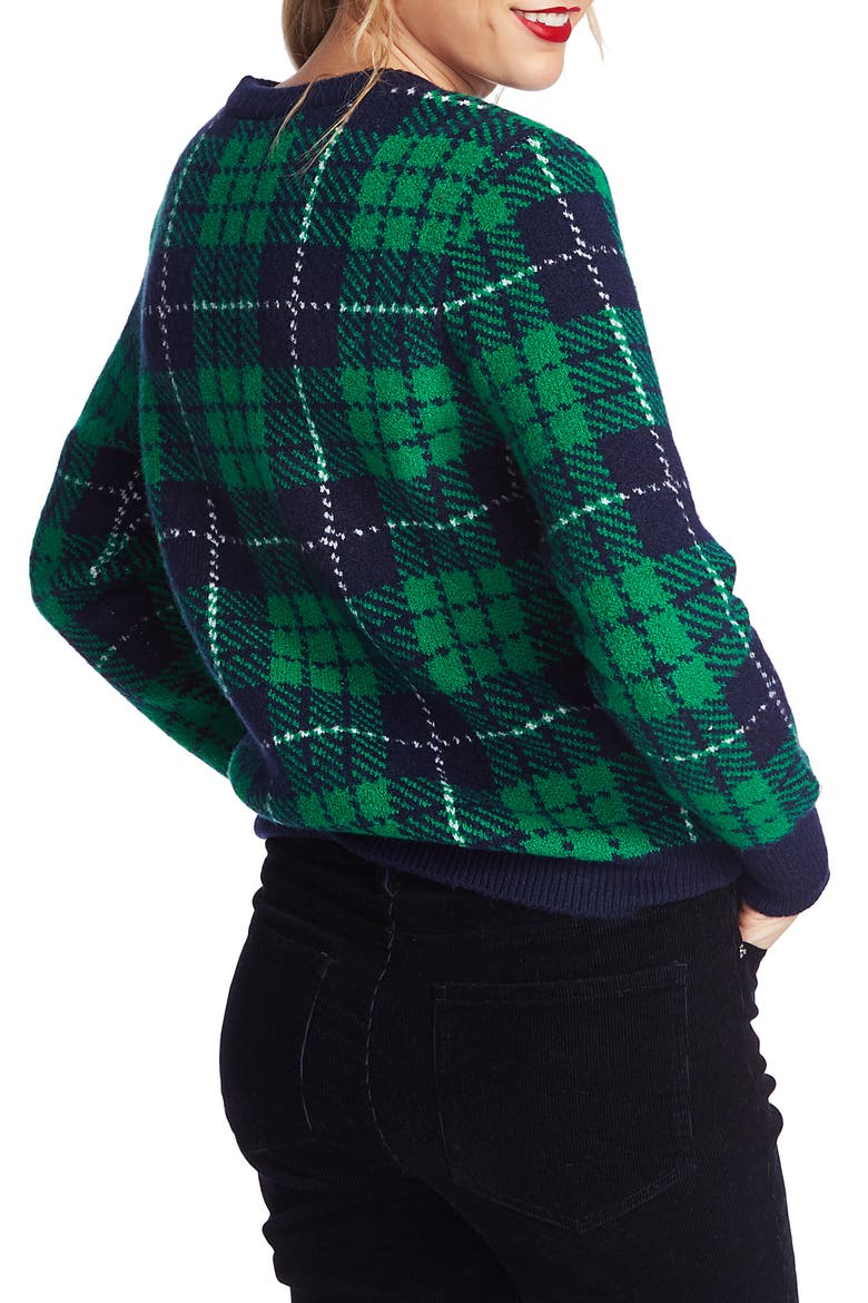 Cozy Bouclé Plaid Sweater, Alternate, color, LUSH GREEN