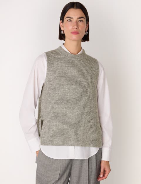 Wool Mix Side Tie Detail Tank