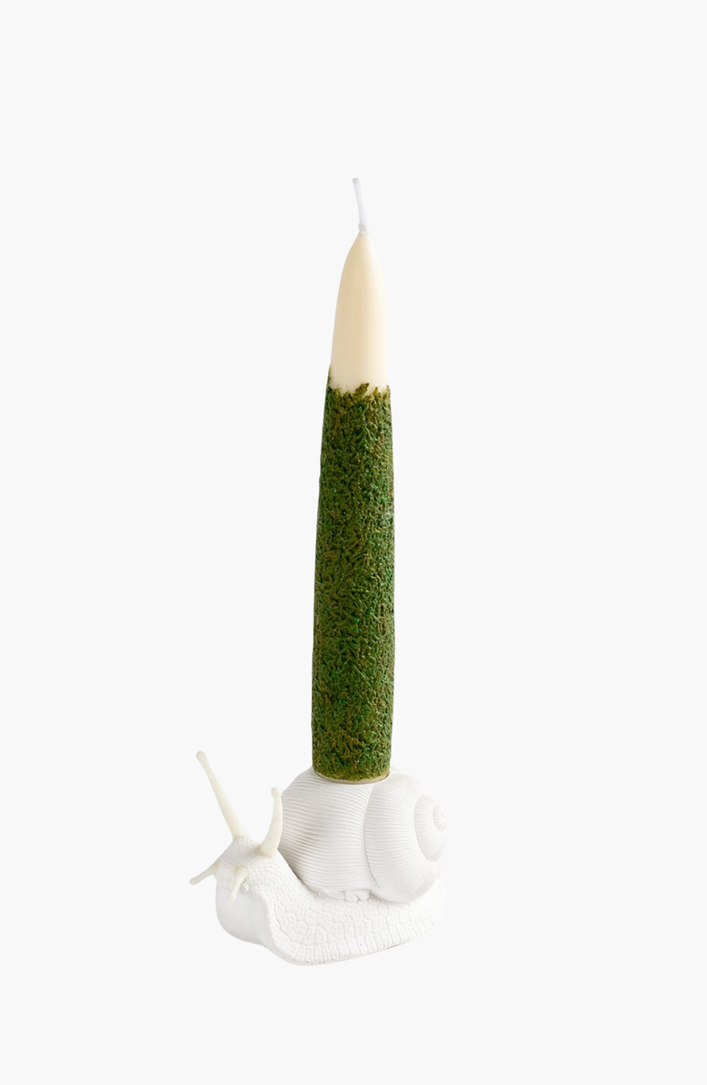 Southlake gifts Taper Scented Candle and Snail Candle Holder Set, Main, color, Off-White / Dark Green