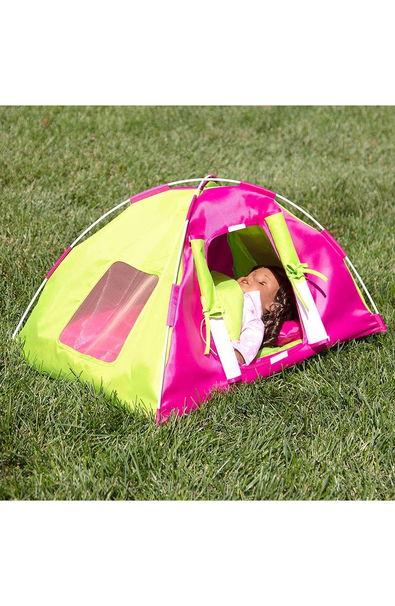 Dress Along Dolly Doll Camping Bed Tent w/ Sleeping Bag & Pillow for 18" Dolls, Alternate, color, Pink