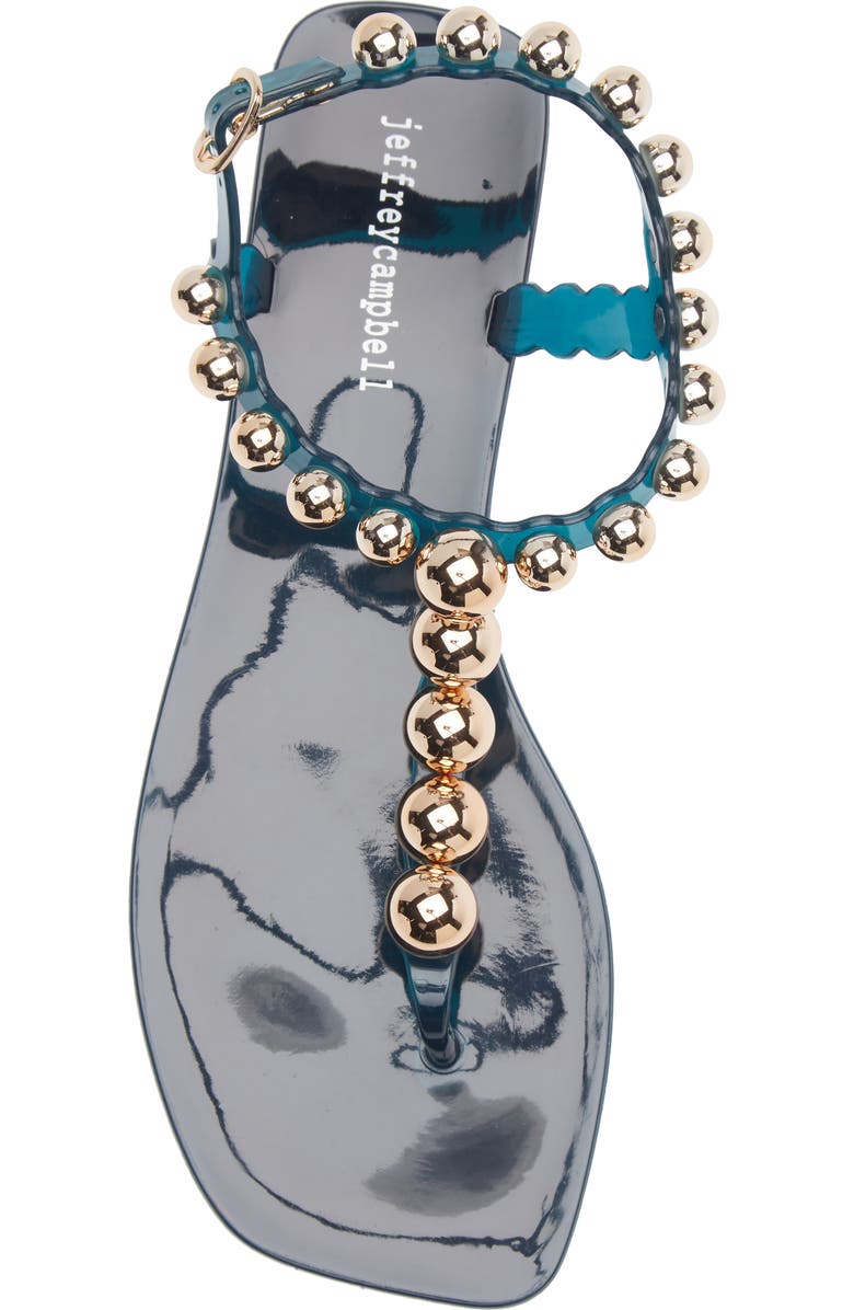 Jeffrey Campbell Plated Embellished Sandal, Alternate, color, Teal Gold