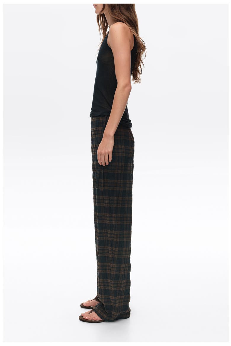Checked Carrot Fit Trousers, Alternate, color, DARK BROWN