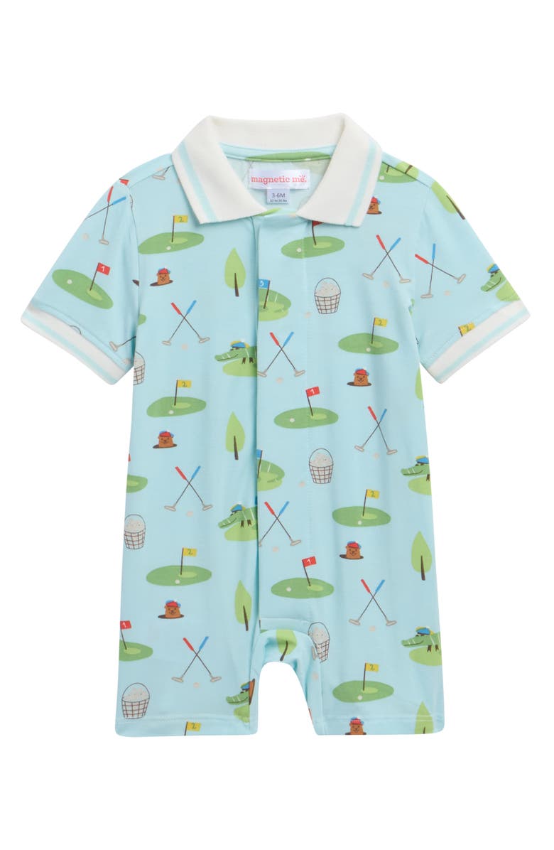 Magnetic Me Gopher It Magnetic Polo Romper, Main, color, Gophr