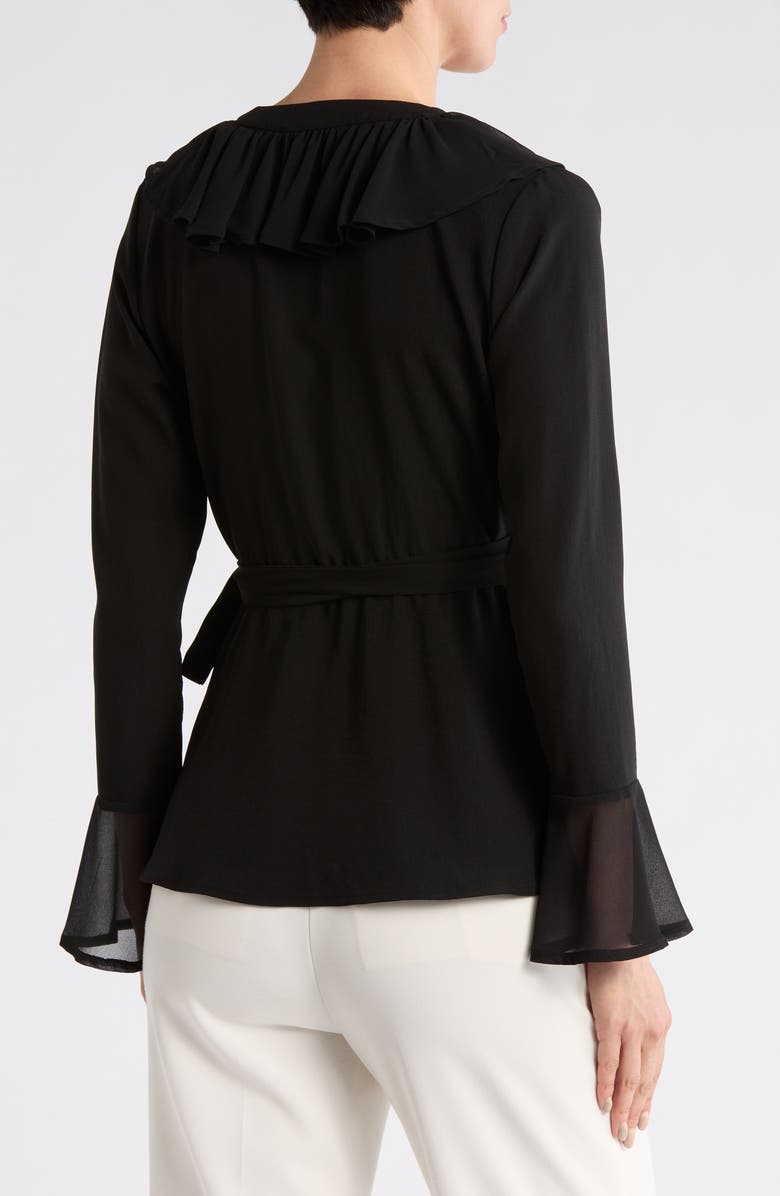 PATRIZIA LUCA Ruffle Wrap Top, Alternate, color, Black