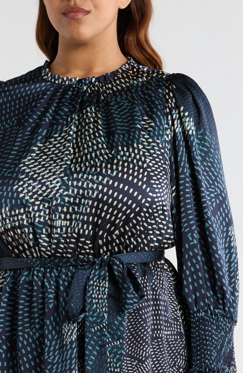 SUGARLIPS Kirby Geometric Sevilla Satin Long Sleeve Dress, Alternate, color, 