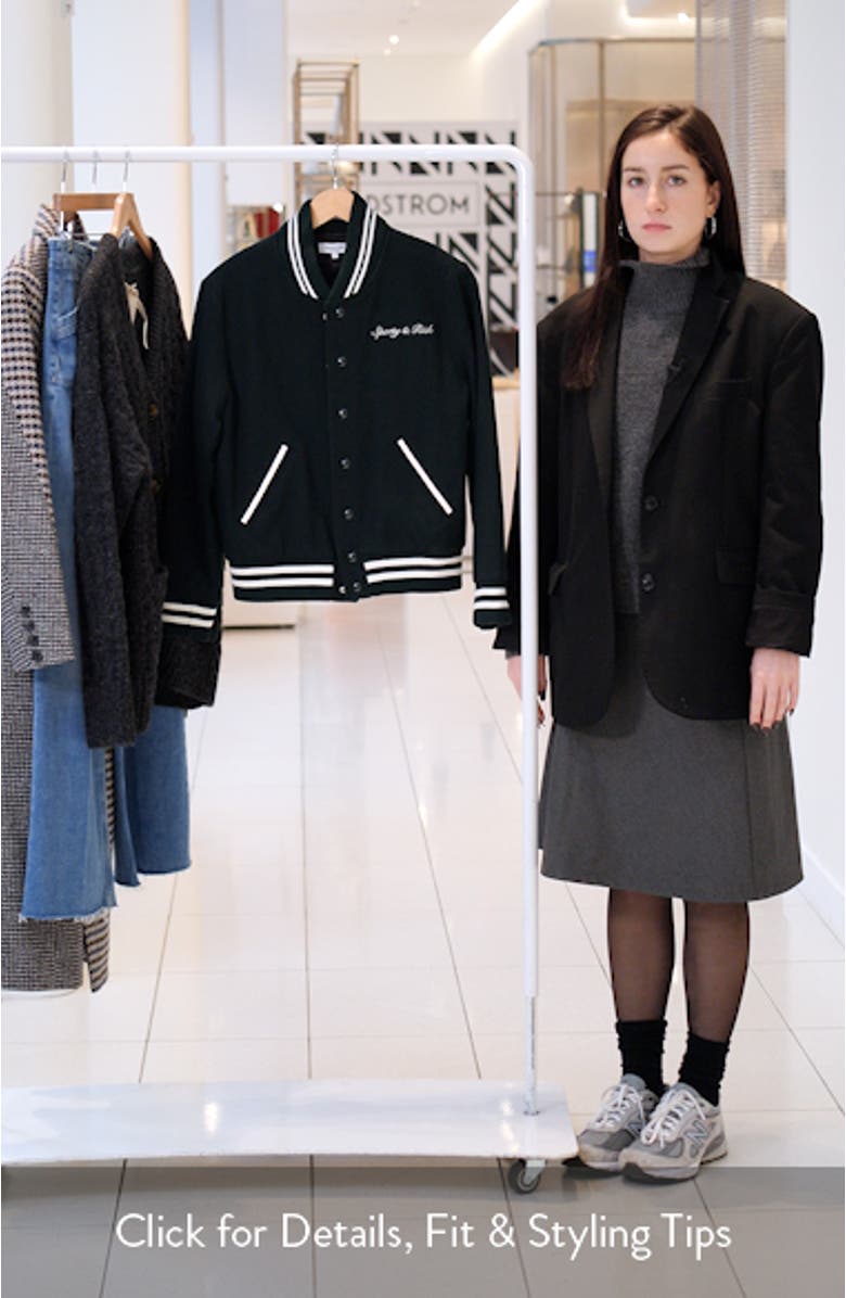 Syracuse Wool Blend Graphic Varsity Jacket, sales video thumbnail