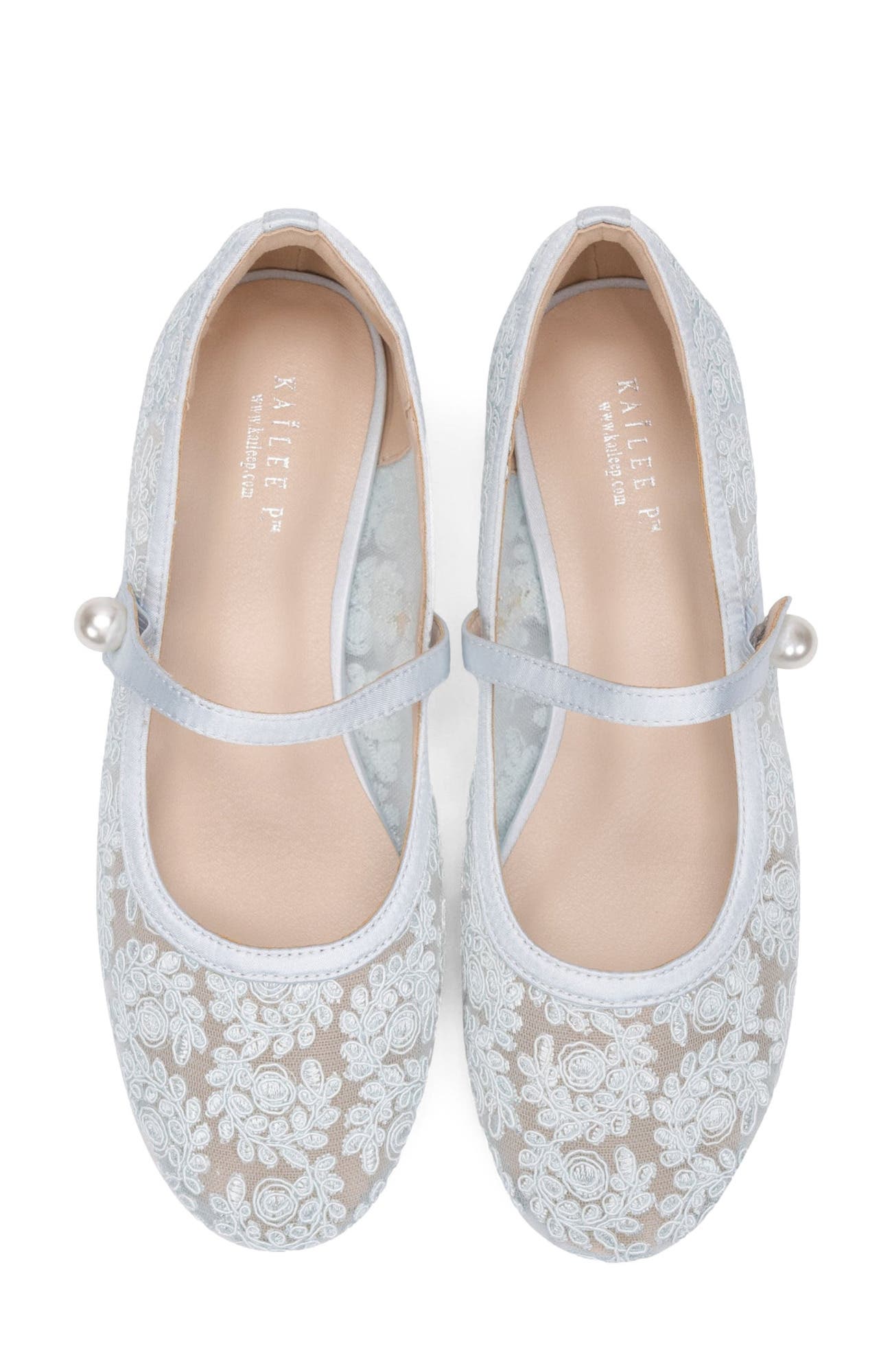 Zora Crochet Lace Mary Jane Flats, Alternate, color, Light Blue