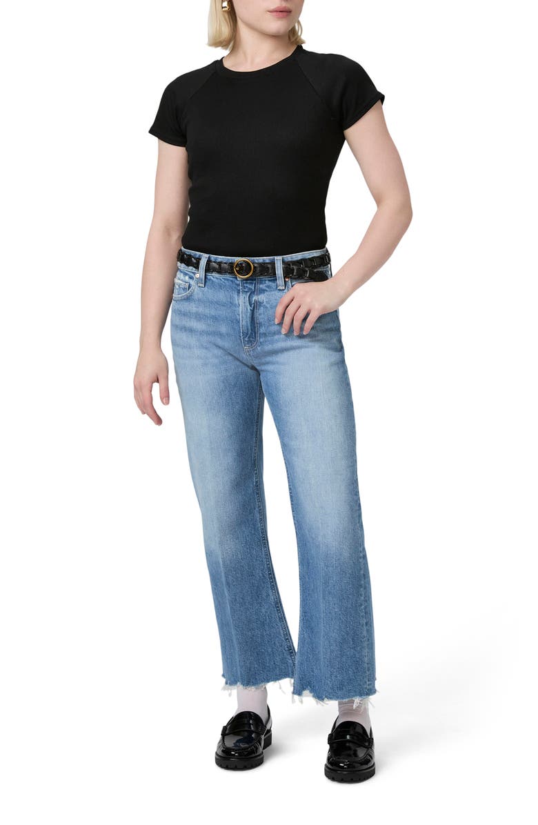 PAIGE Leenah Raw Hem High Waist Ankle Wide Leg Jeans, Alternate, color, 
