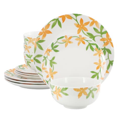 Surrey Hill 12 Piece Round Fine Ceramic Dinnerware Set